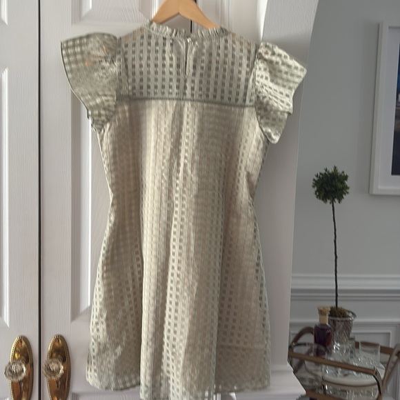 NWT Sedge Dress Celery Green Puff Sleeves Silk / Cotton Luxury Boutique Small - Picture 7 of 11